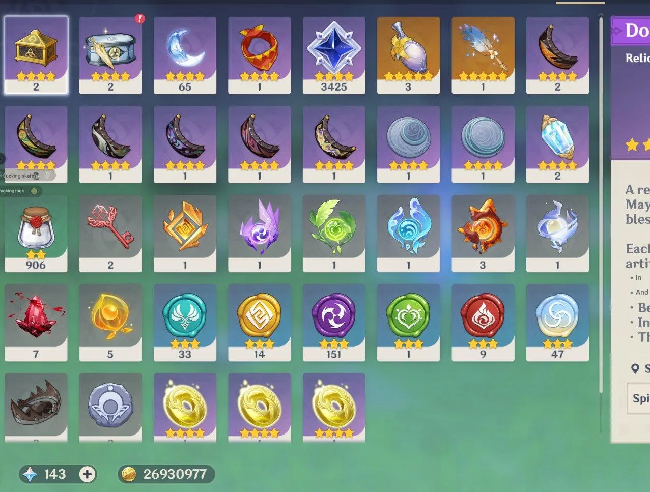 GI1367 High AR54 Lumine Starter with Nilou, Yelan, Mona, Dehya C1, Kyril Flins C1, Lauma, Diluc